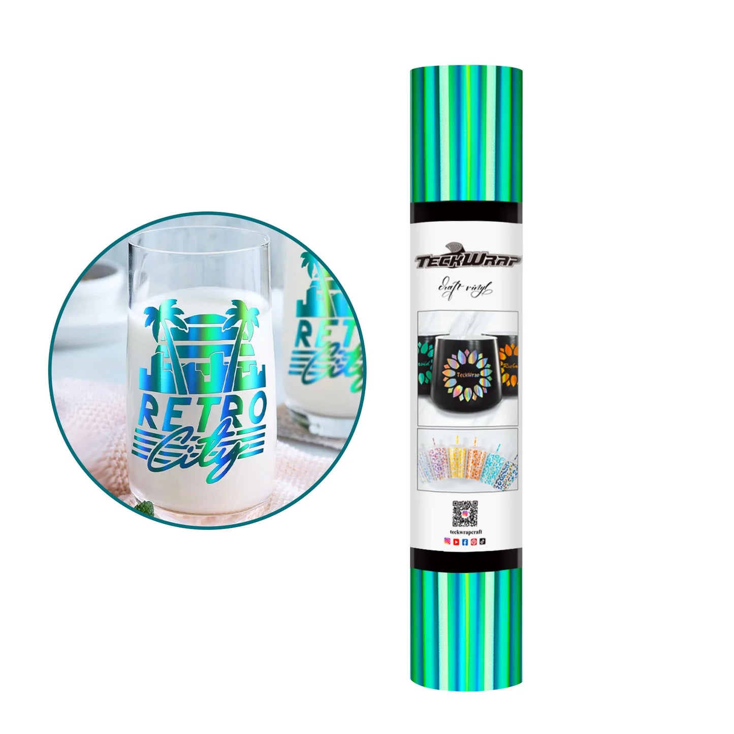 TeckWrap Holographic Glossy Rainbow Adhesive Vinyl Roll - 12" x 5ft