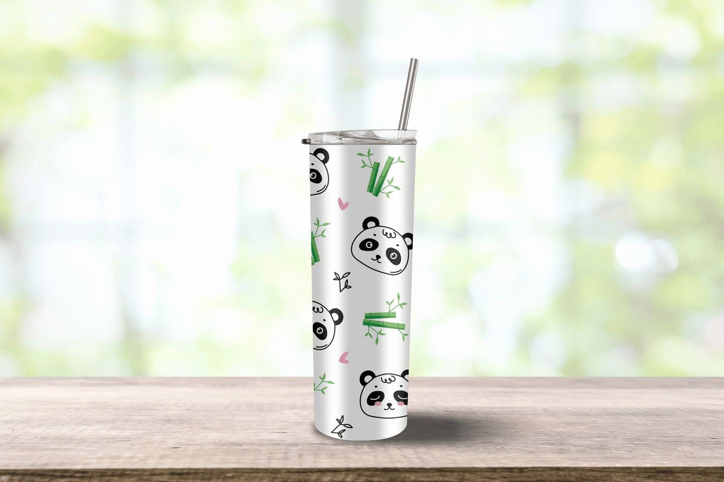 Bamboo Panda Tumbler 20oz Travel Mug, Kawaii Water Bottle, Travel Gift for her, him, Custom, Stainless Steel, Anime Tumbler