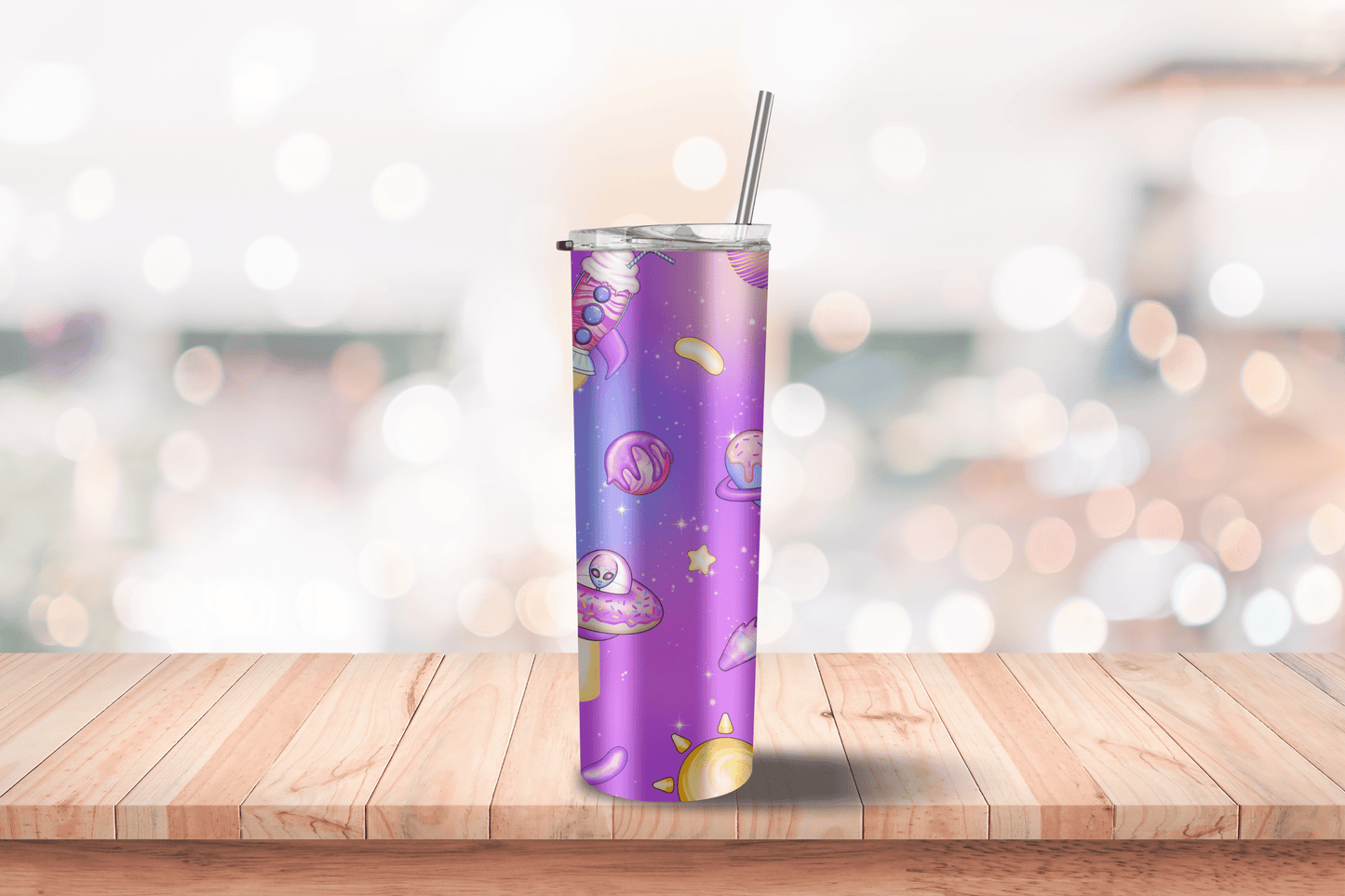 Cosmic Candy Alien Space Tumbler 20oz Travel Mug, Paste Goth Water Bottle, Travel Gift for her, Custom Stainless Steel Anime Tumbler