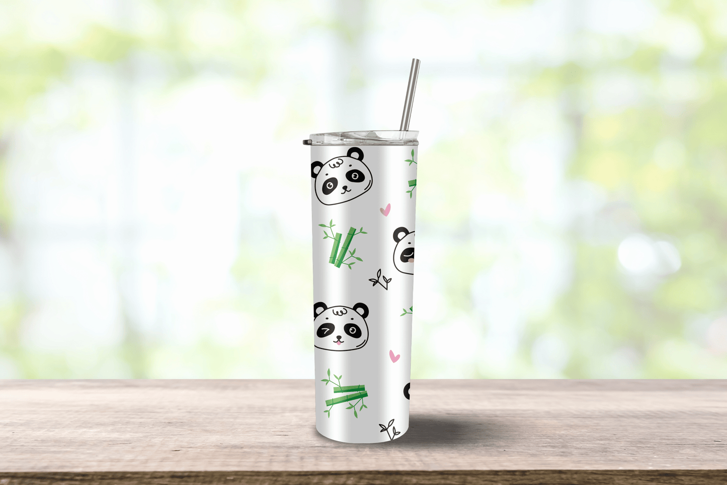 Bamboo Panda Tumbler 20oz Travel Mug, Kawaii Water Bottle, Travel Gift for her, him, Custom, Stainless Steel, Anime Tumbler