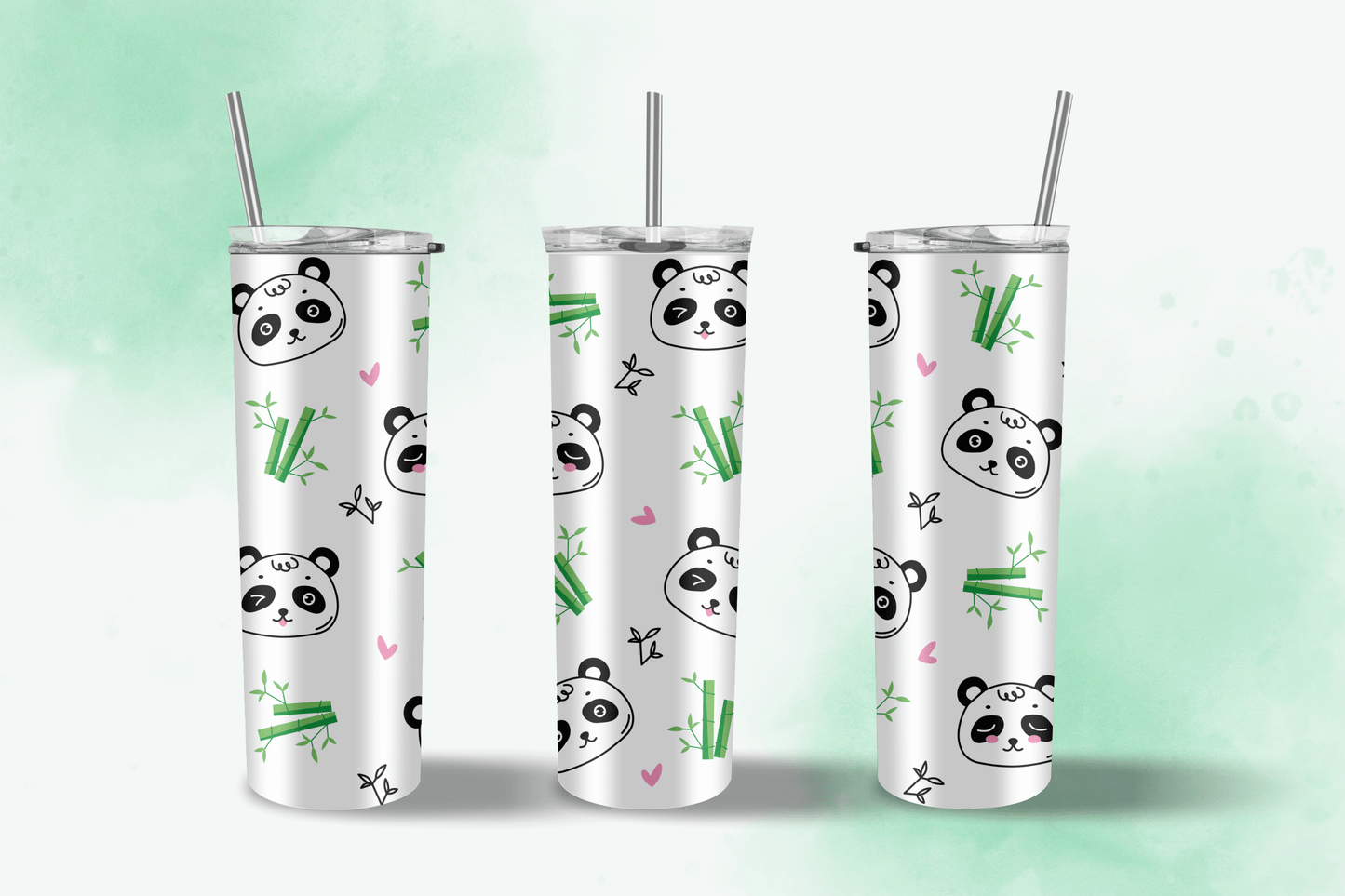 Bamboo Panda Tumbler 20oz Travel Mug, Kawaii Water Bottle, Travel Gift for her, him, Custom, Stainless Steel, Anime Tumbler