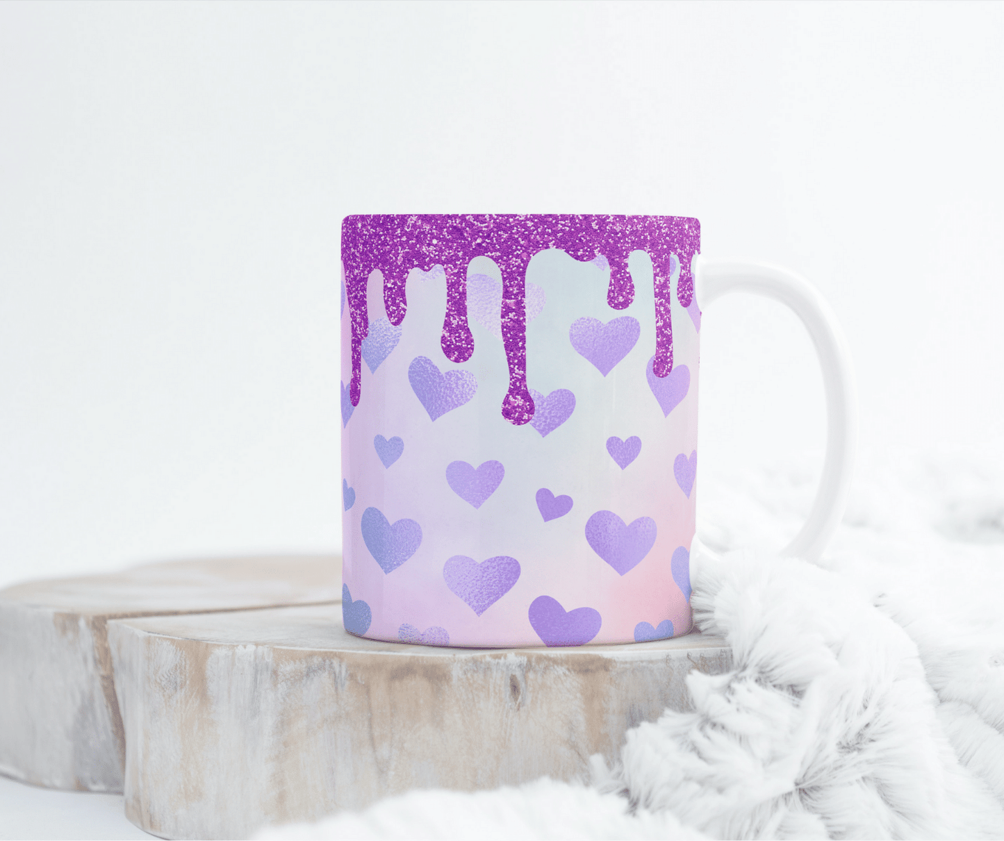 Pastel Heart Mug Glitter Drip | Cute Kawaii Cup | House Warming Gift for Her