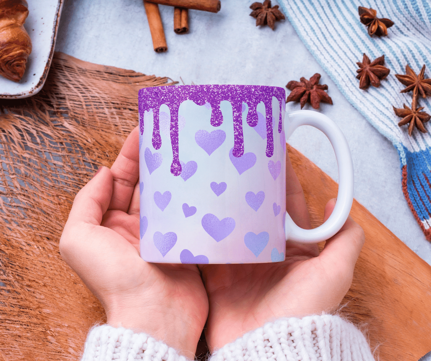Pastel Heart Mug Glitter Drip | Cute Kawaii Cup | House Warming Gift for Her
