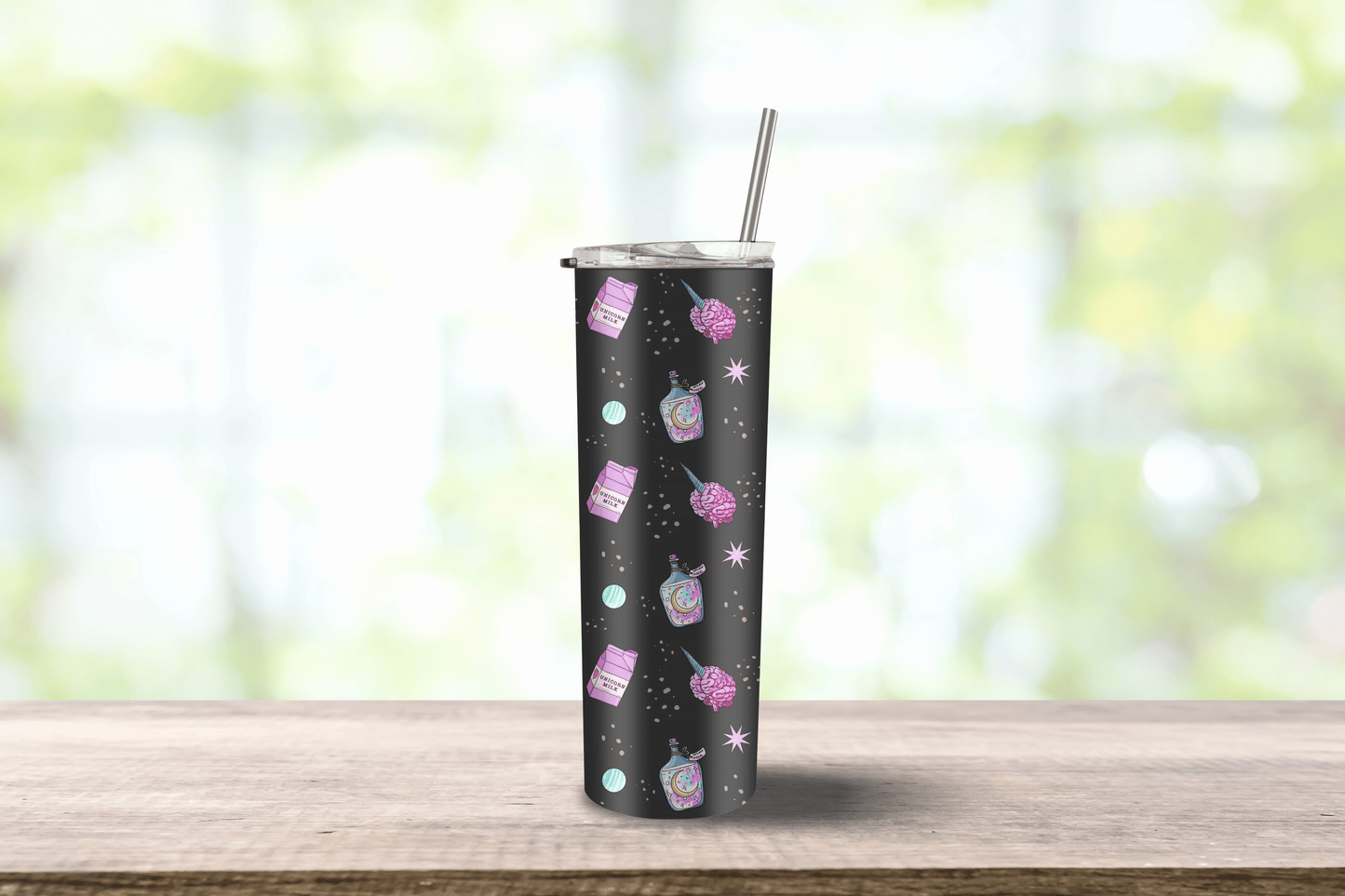 Anime Pastel Goth Unicorn Milk, Skinny Tumbler 20oz Travel Mug, Kawaii Water Bottle, Travel Gift for her, him, Custom, Stainless Steel, Anime Tumbler, Creepy Cute Gift