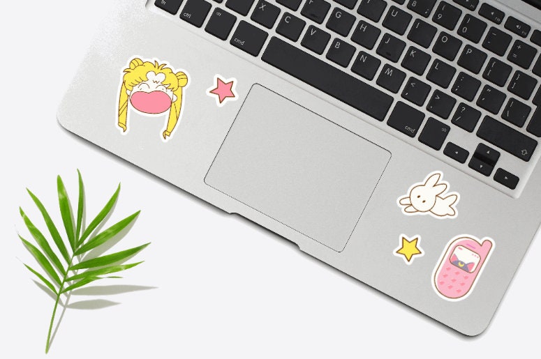 Sailor Moon Stickers 18 Pack Glossy Vinyl Water Resistant Decal Anime Sticker | Kawaii Stickers | Sailor Moon Brooch | Luna | Anime Stickers
