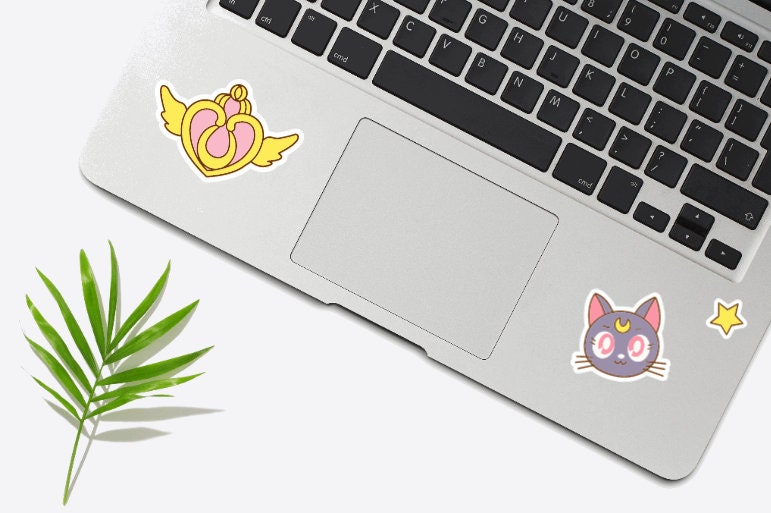 Sailor Moon Stickers 18 Pack Glossy Vinyl Water Resistant Decal Anime Sticker | Kawaii Stickers | Sailor Moon Brooch | Luna | Anime Stickers