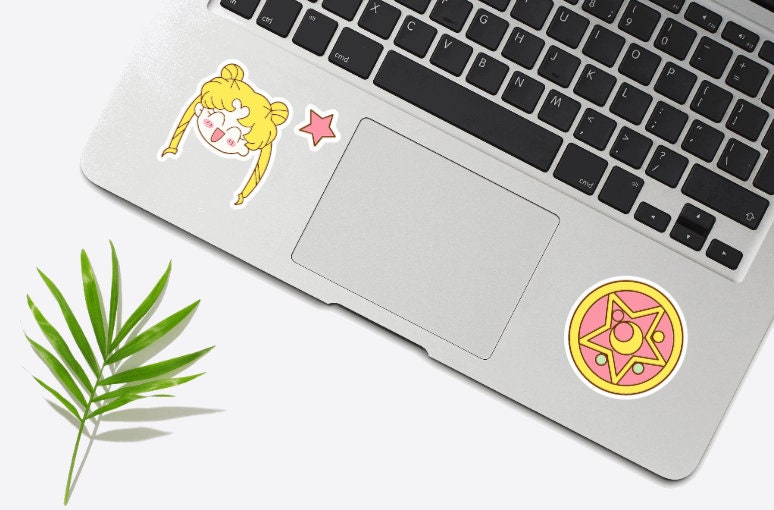 Sailor Moon Stickers 18 Pack Glossy Vinyl Water Resistant Decal Anime Sticker | Kawaii Stickers | Sailor Moon Brooch | Luna | Anime Stickers