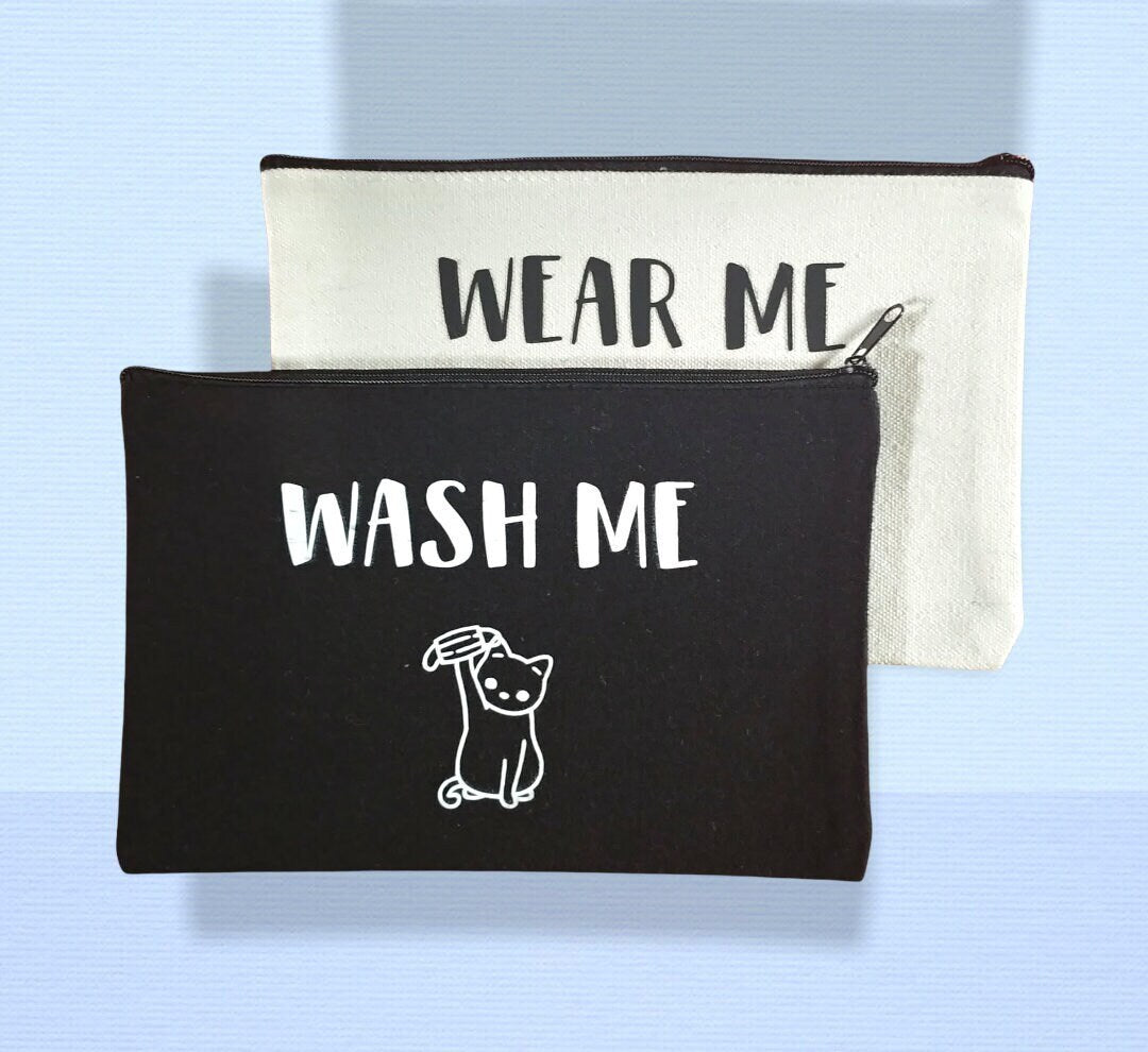 Anime Face Mask Storage Bag, Mask Bag Holder, Personalized Mask Storage Pouch,Christmas Gift for her, Washable, Cute Cat Accessories,