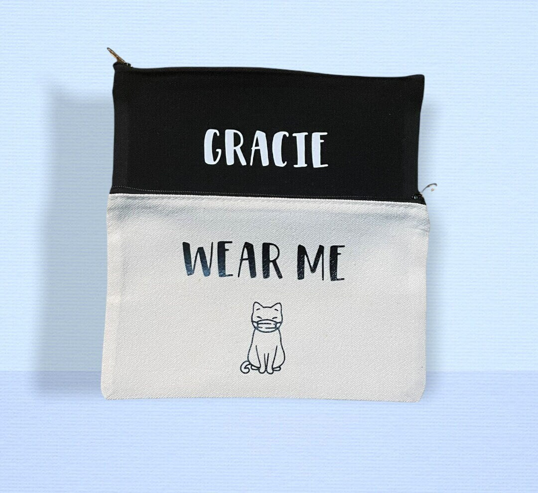 Anime Face Mask Storage Bag, Mask Bag Holder, Personalized Mask Storage Pouch,Christmas Gift for her, Washable, Cute Cat Accessories,