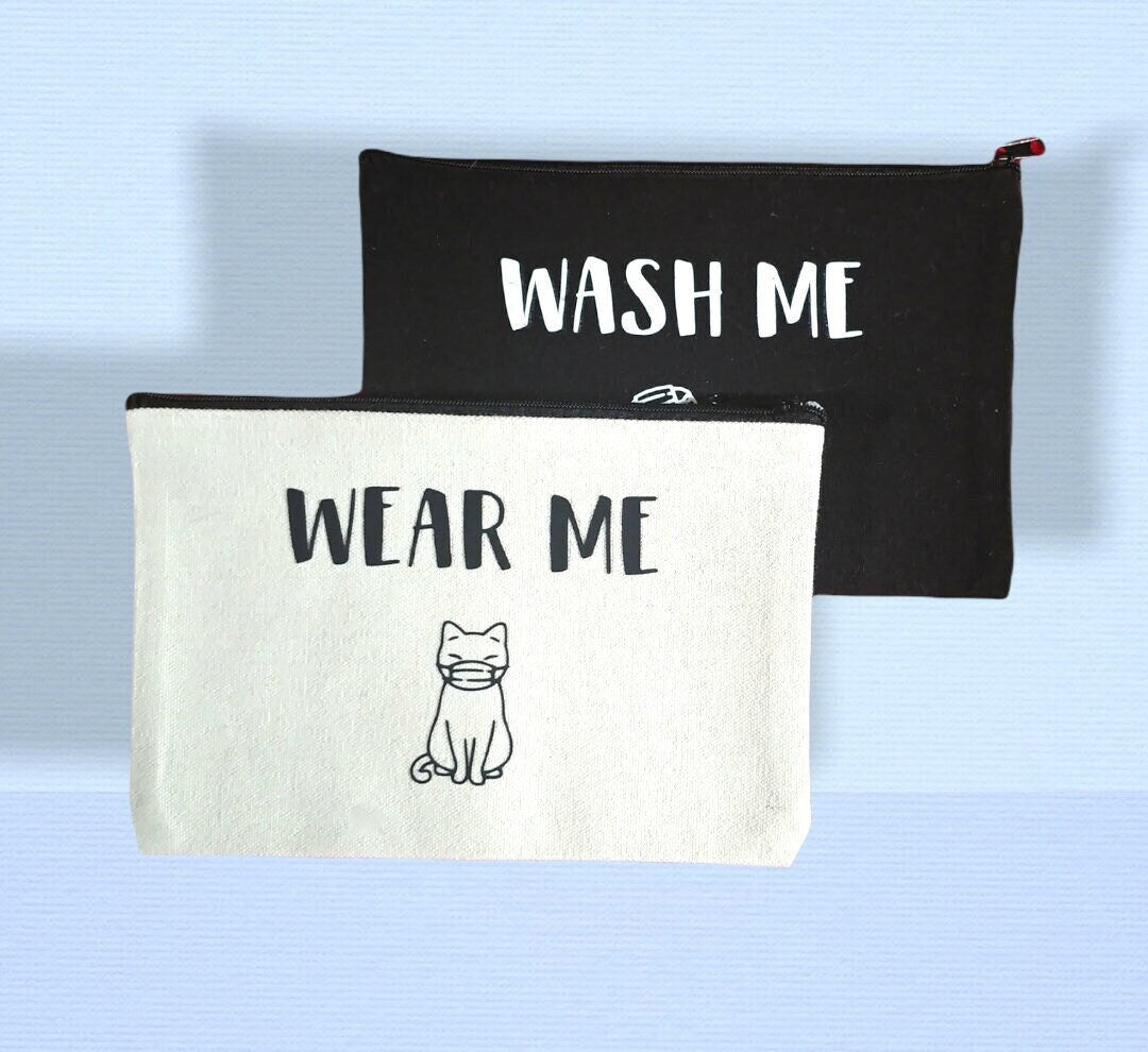 Anime Face Mask Storage Bag, Mask Bag Holder, Personalized Mask Storage Pouch,Christmas Gift for her, Washable, Cute Cat Accessories,