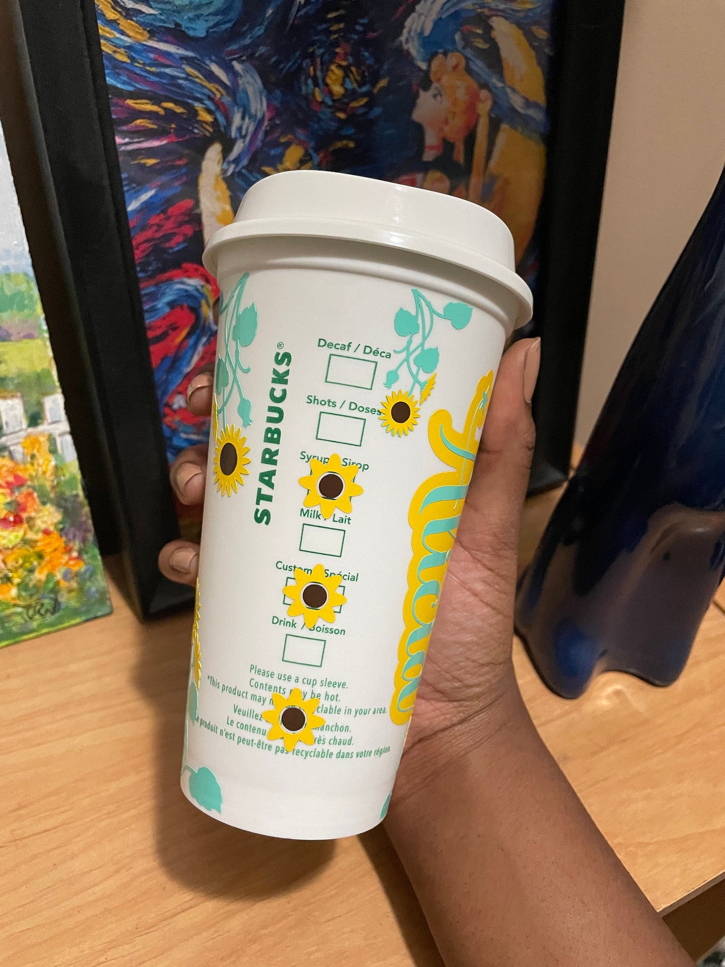 Sunflower, Personalized Starbucks Cup, Personalized Tumbler, Reusable Cup, Custom Tumbler, Gift for her, Personalized Gifts, Cute, Cup