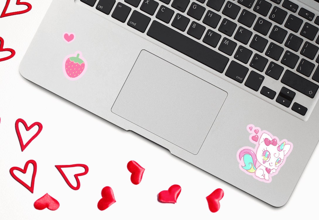 Sweet Strawberry Kawaii Stickers, 10 Pack Magical Girl, Cute, Kawaii Stationary, Journal, Anime Stickers, Pink, Laptop Sticker, Gift for her