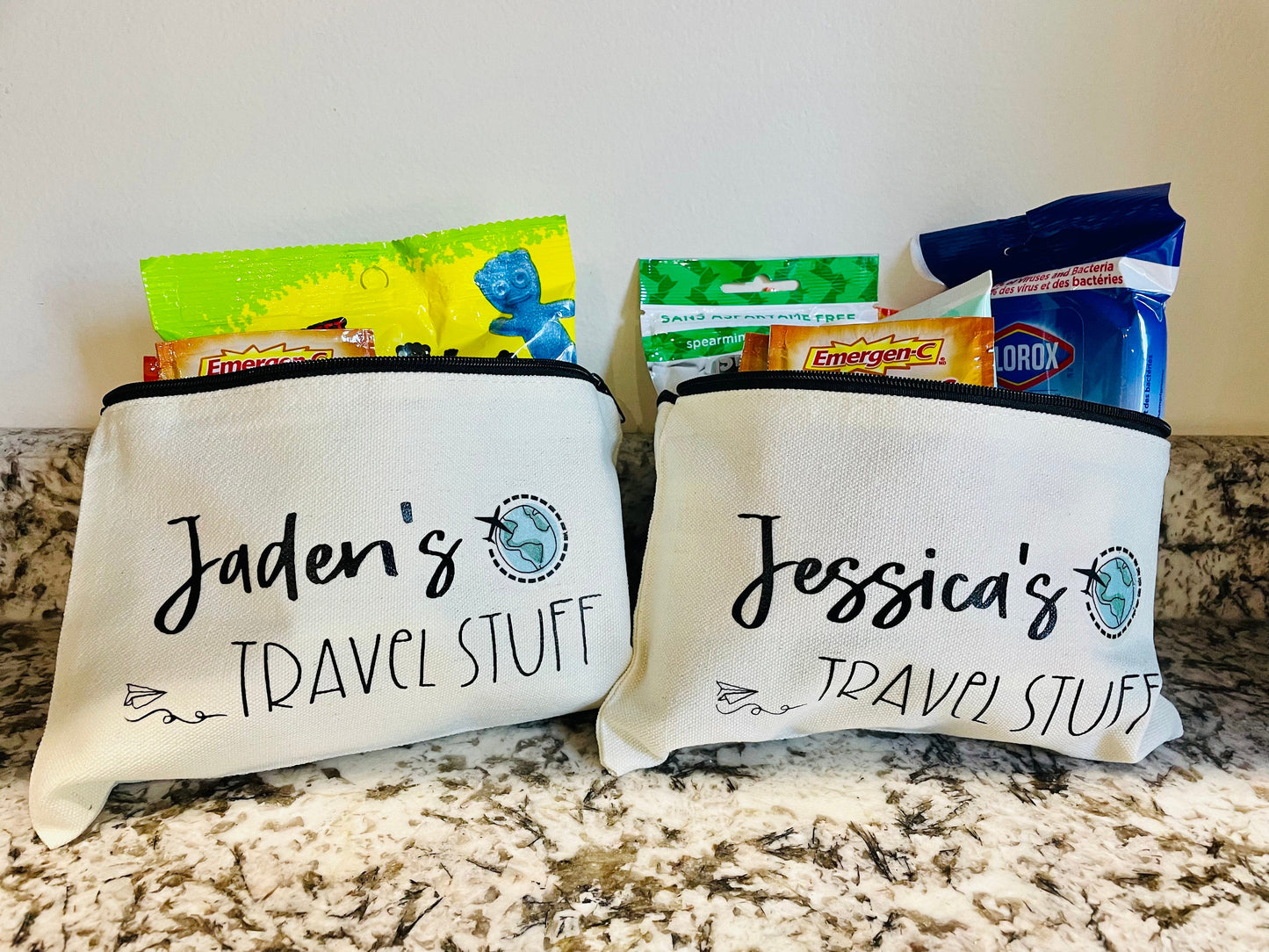 Personalized Travel Bag, Passport Holder, Custom Travel Gift for Him and Her, Washable Storage Pouch