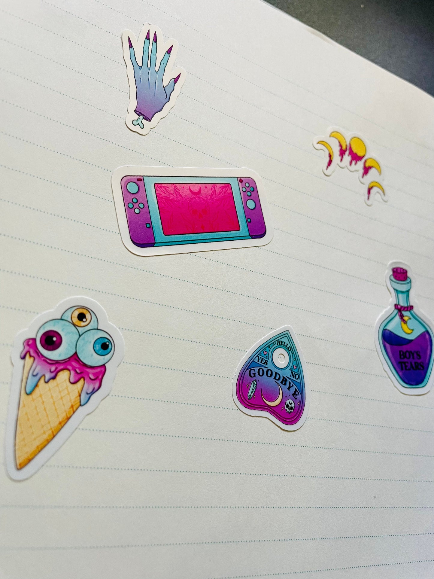 Creepy Cute Sticker Sheet, Pastel Goth Sticker Pack, Anime Gift for Her