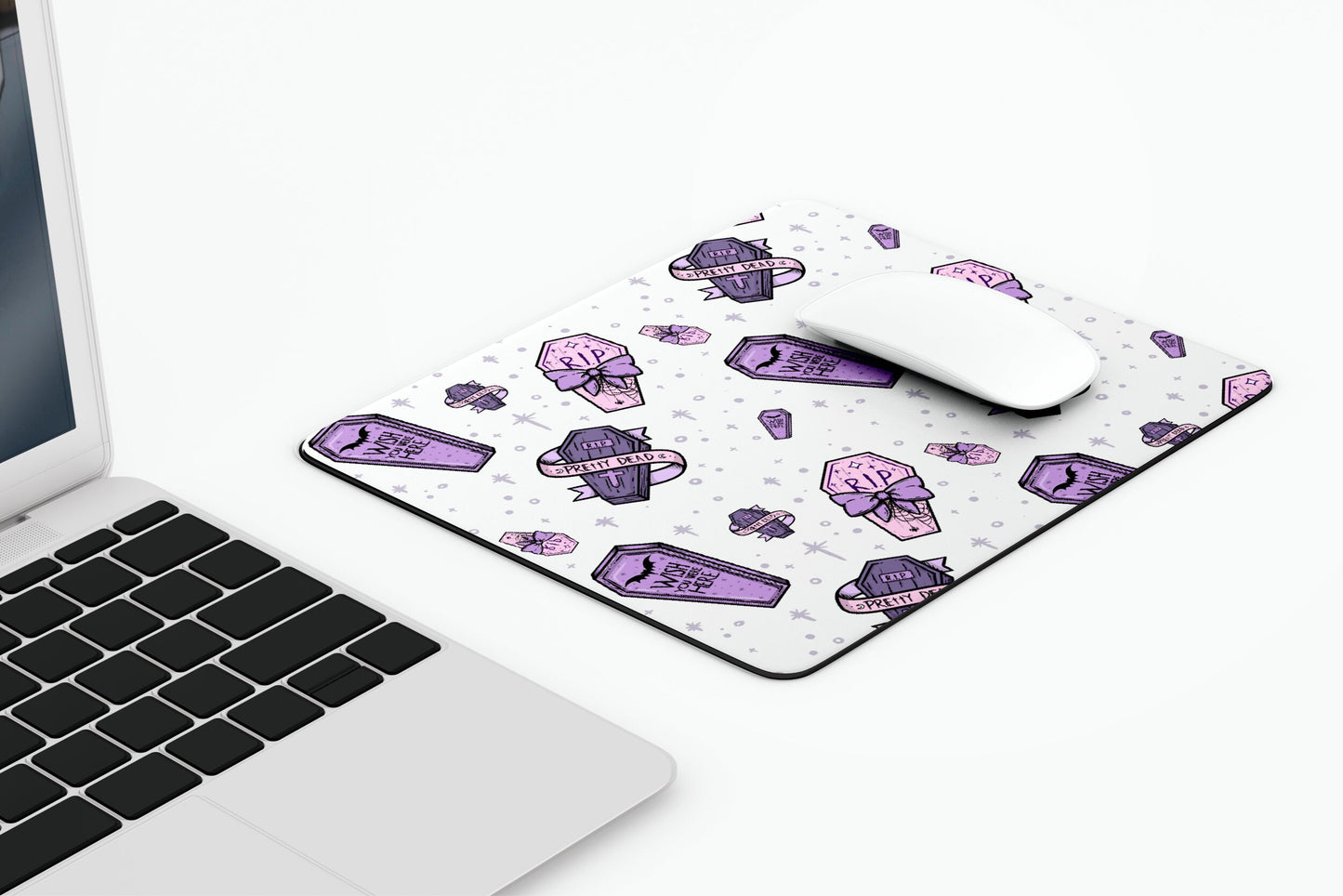 Pastel Goth Coffin Mousepad, Cute Gothic Gifts, Anime Magical Girl Gamer Accessories, Kawaii Mouse Pad