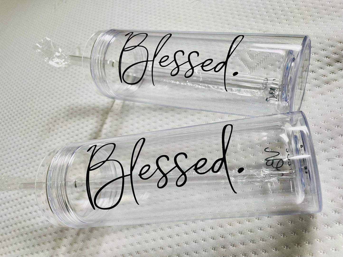 Blessed Personalized Skinny Tumbler, Custom Water Bottle, Personalized Group Gifts, Reusable Bottle