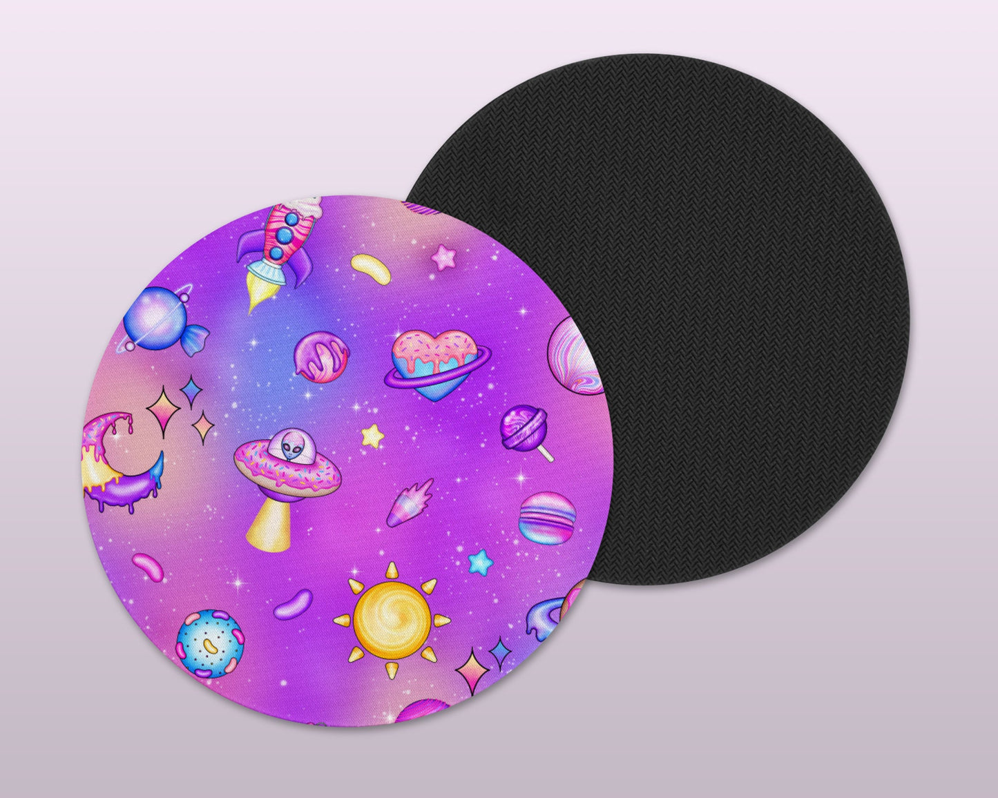 Pastel Goth Coaster Set, Kawaii Galaxy, Alien, Cute Gift for Her, Lightweight Non-slip, Kawaii Space Aesthetic, Gothic Home Decor