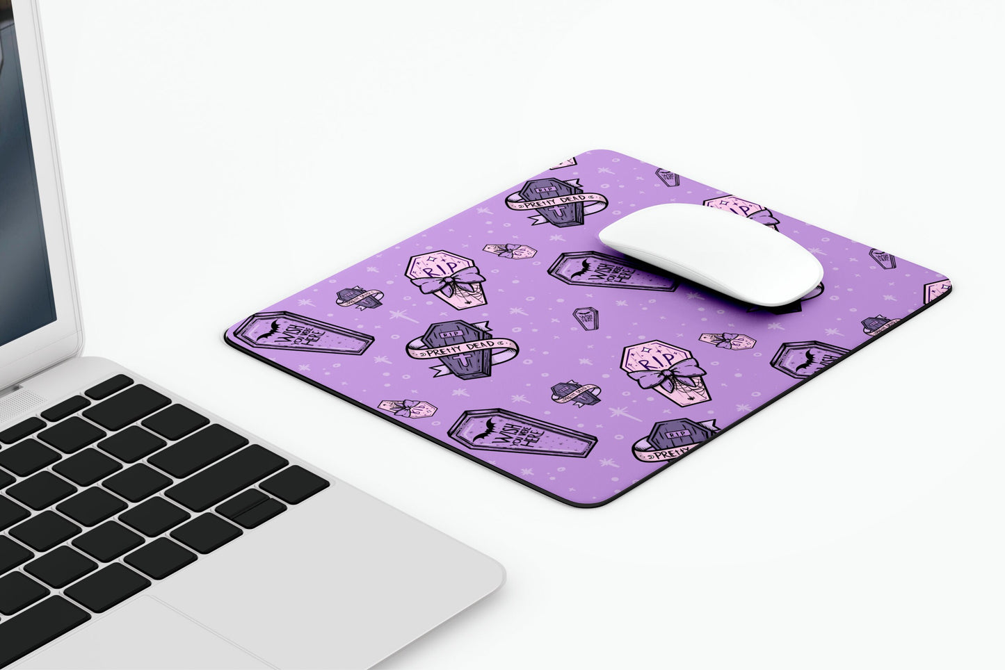 Pastel Goth Coffin Mousepad, Cute Gothic Gifts, Anime Magical Girl Gamer Accessories, Kawaii Mouse Pad