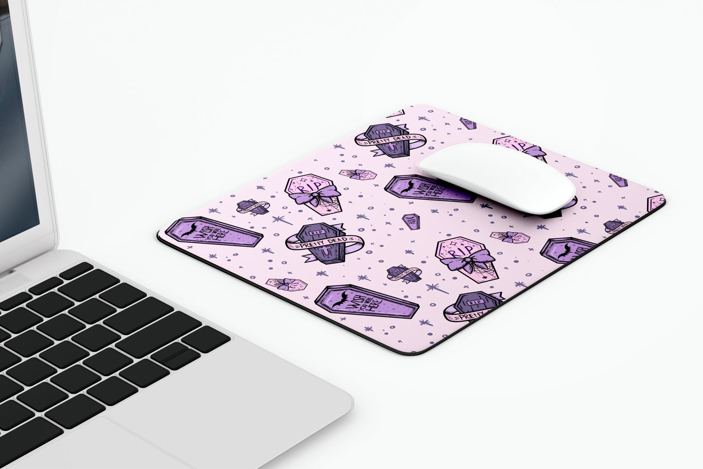 Pastel Goth Coffin Mousepad, Cute Gothic Gifts, Anime Magical Girl Gamer Accessories, Kawaii Mouse Pad