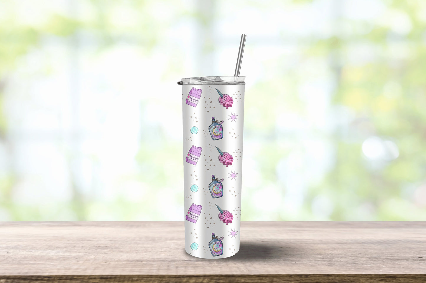 Anime Pastel Goth Unicorn Milk, Tumbler 20oz Travel Mug, Kawaii Water Bottle, Travel Gift for her, him, Custom, Stainless Steel, Anim