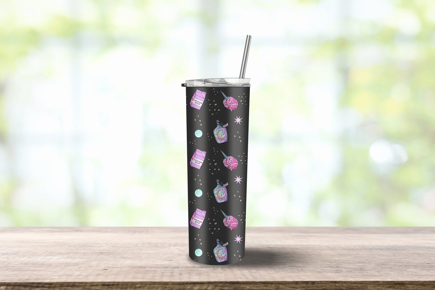 Anime Pastel Goth Unicorn Milk, Tumbler 20oz Travel Mug, Kawaii Water Bottle, Travel Gift for her, him, Custom, Stainless Steel, Anim