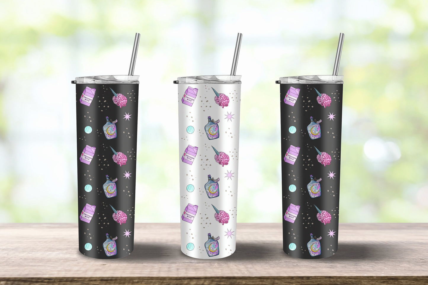 Anime Pastel Goth Unicorn Milk, Tumbler 20oz Travel Mug, Kawaii Water Bottle, Travel Gift for her, him, Custom, Stainless Steel, Anim