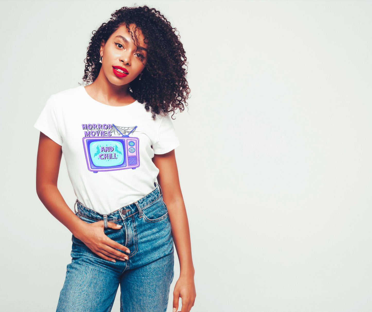 Horror Movies and Chill T-shirt | Funny Halloween Shirt | Creepy Cute Gift | Pastel Goth Apparel