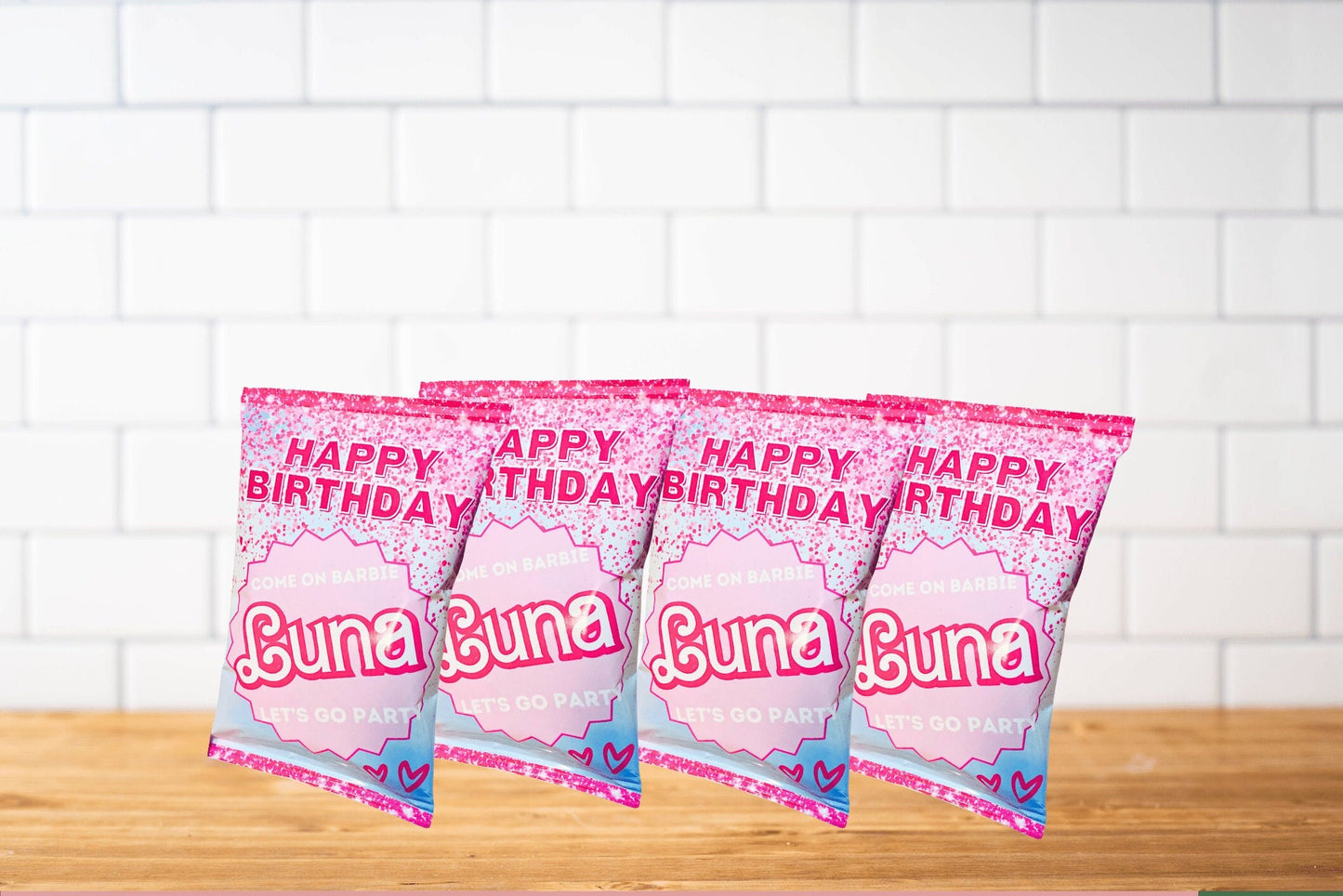 Custom Barbie Party Chip Bags | Custom Chip Bags | Birthday Snack Bags | Personalized Party Favour | Handmade Custom Party Labels