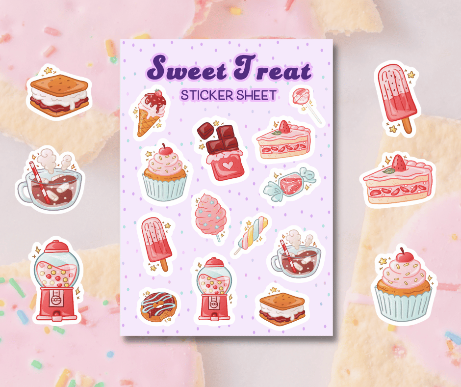 Sweet Treat Sticker Sheet, Kawaii Journal Stickers, Cute Candy Planner –  Glitter Haze Boutique