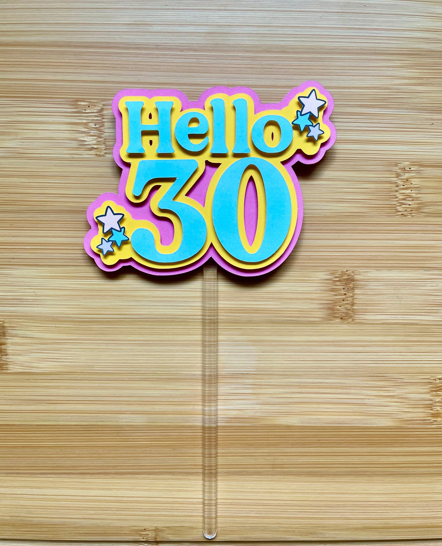 Hello 30, Retro Cake Topper Set, 30th Birthday Decor