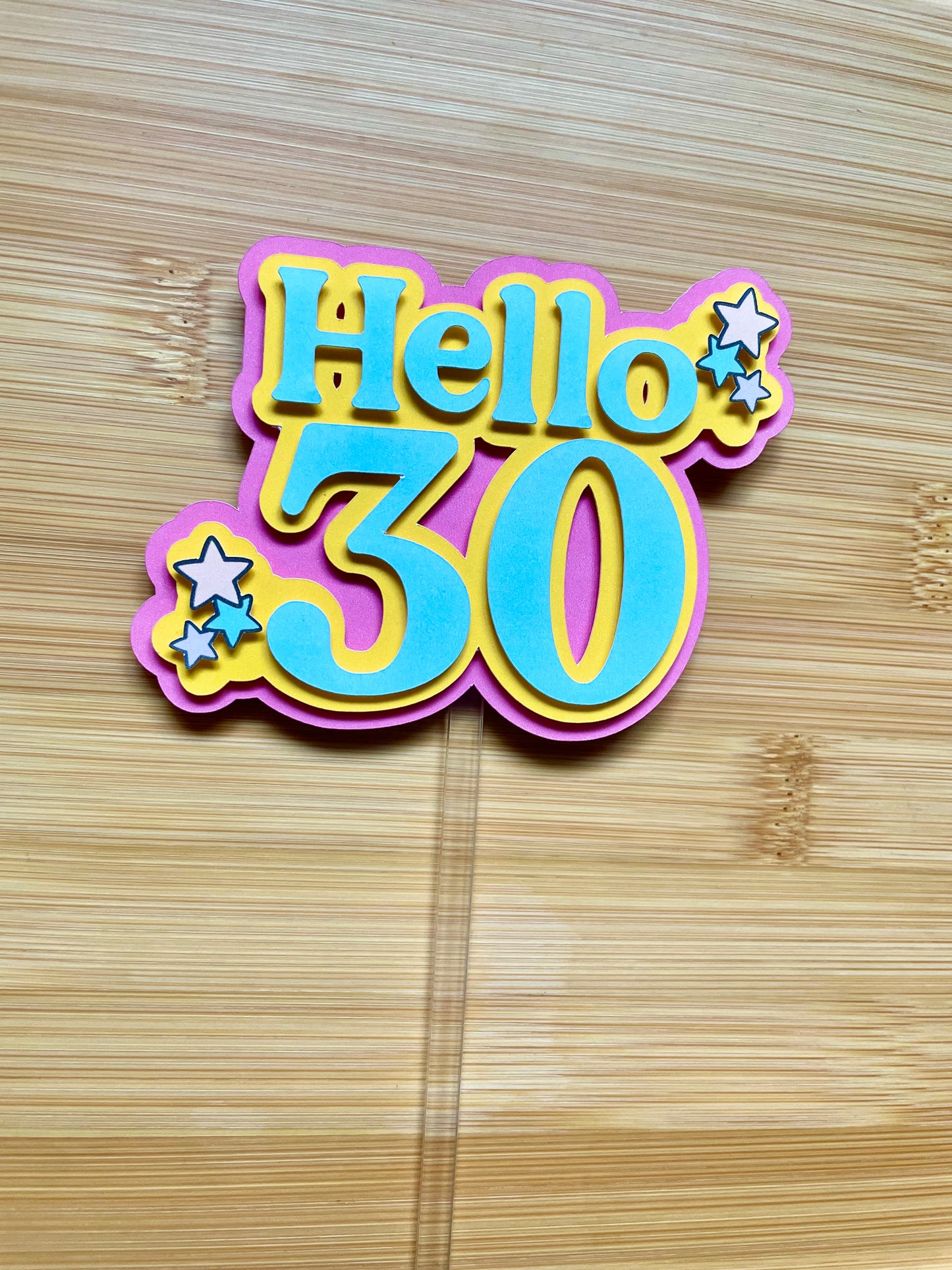 Hello 30, Retro Cake Topper Set, 30th Birthday Decor