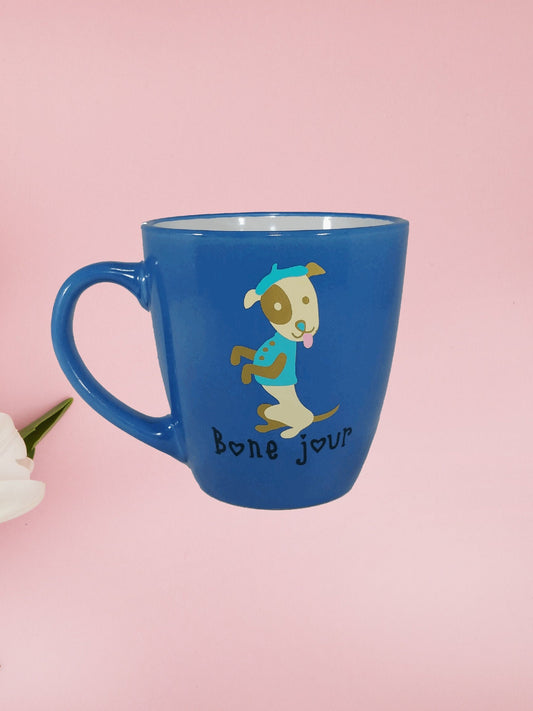Large Ceramic Mug|Gift for Dad| Bone-Jour Coffee Mug| Cute Mugs |Gift for Dog Lovers|Frenchie |Bonjour|