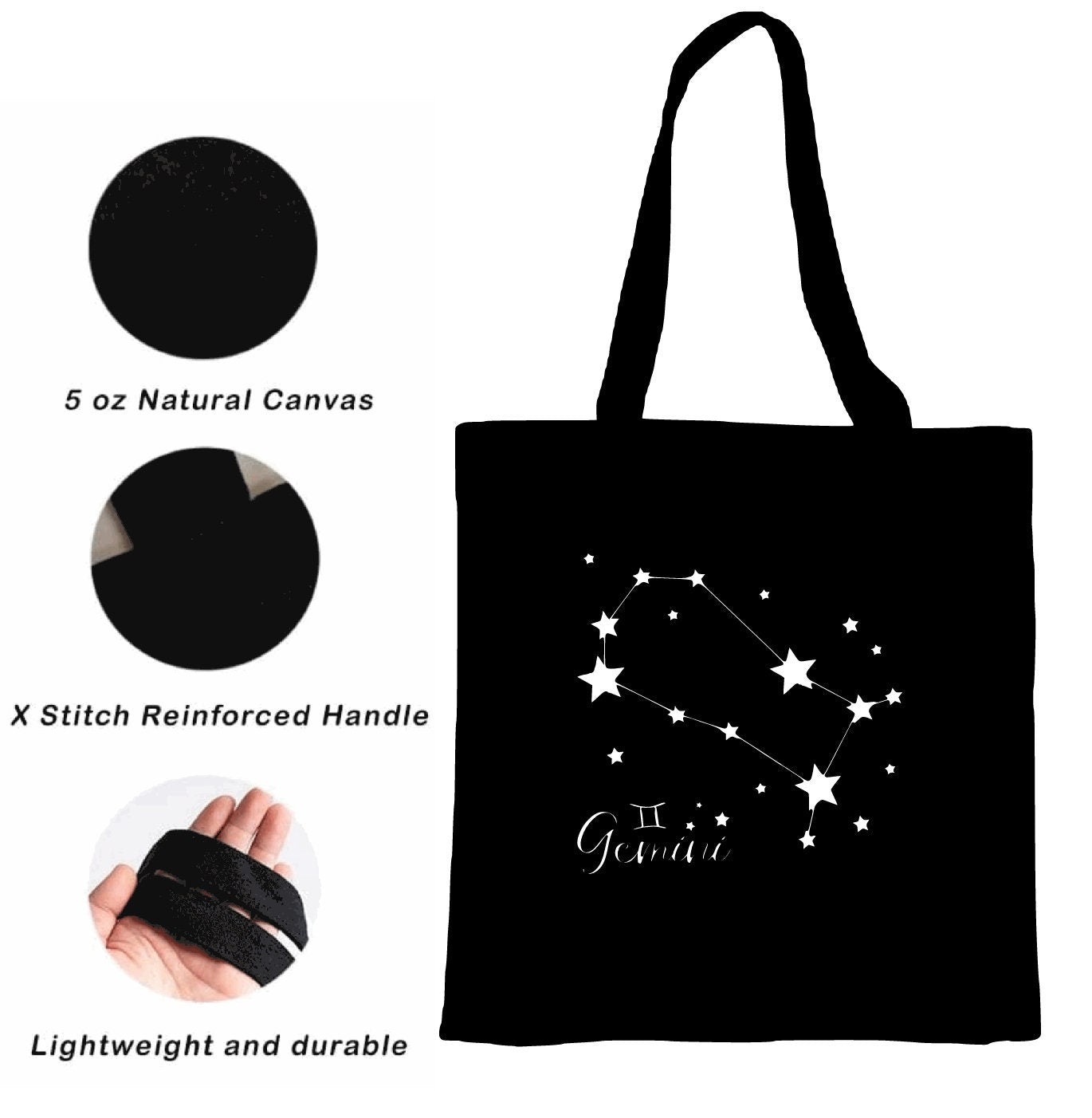 Zodiac Tote bag|Gemini Gift|Cancer|Custom Reusable Canvas Tote Bag|Astrology Horoscope|Lightweight Tote |Birthday| Christmas Gift for Her
