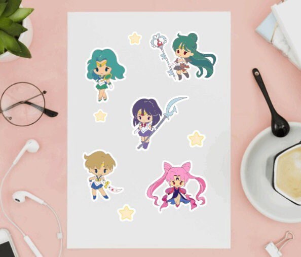 Sailor Moon Stickers Glossy Vinyl Water Resistant Decal Anime Sticker | Kawaii Stickers | Sailor Scouts | Gift for her | Anime Stickers