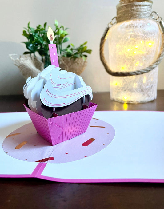 Pop up Cupcake Card, Birthday Card, Pop up Cards, Handmade, Gifts for Her, Kawaii, Greeting Card