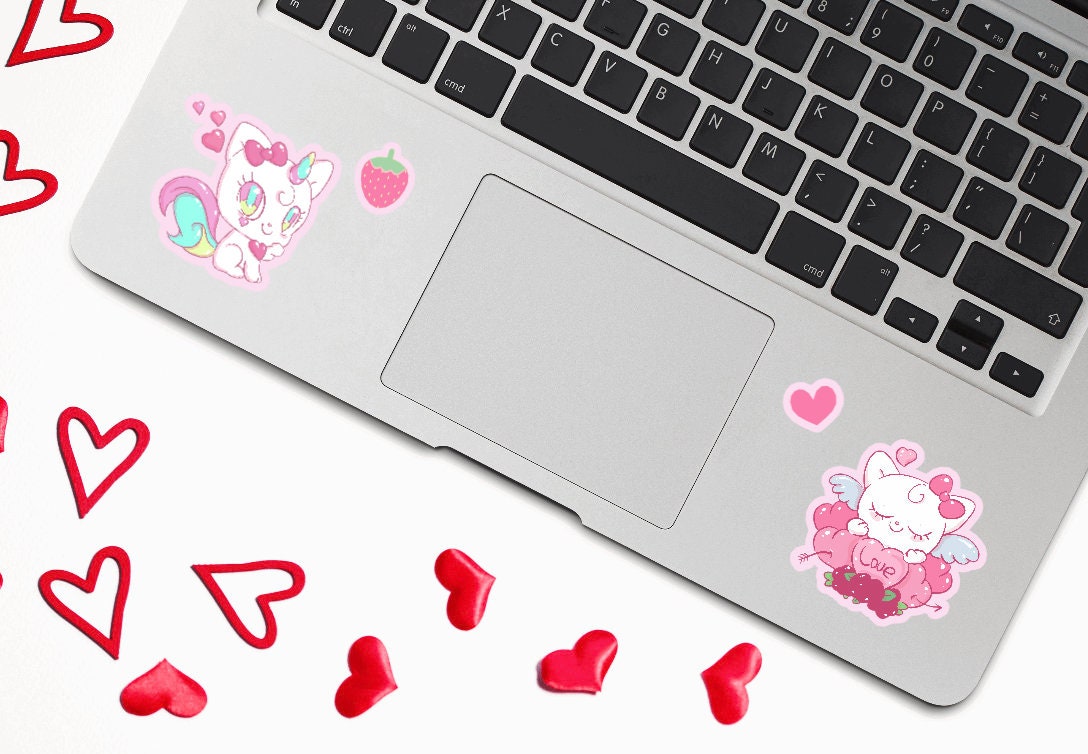 Sweet Strawberry Kawaii Stickers, 10 Pack Magical Girl, Cute, Kawaii Stationary, Journal, Anime Stickers, Pink, Laptop Sticker, Gift for her