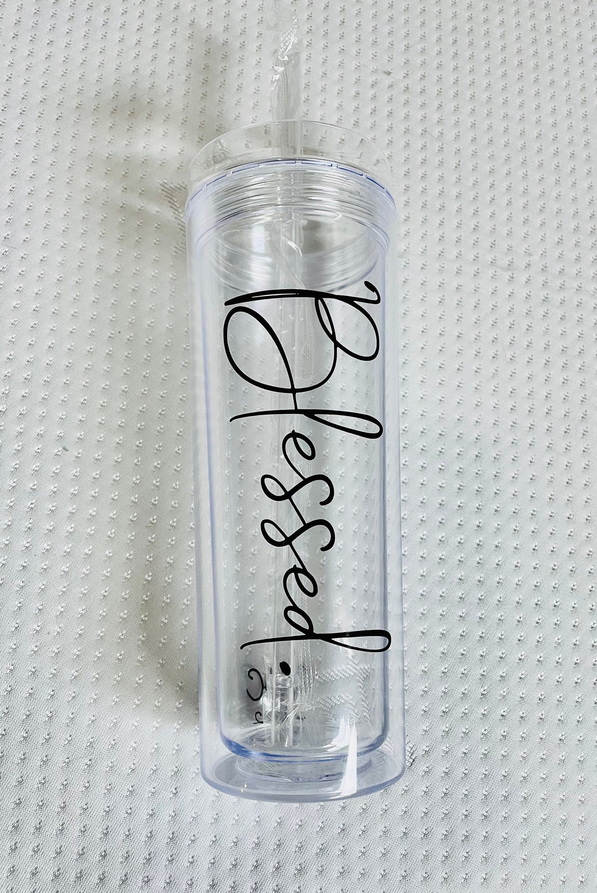 Simply Blessed Glass Water Bottle with Bamboo Lid