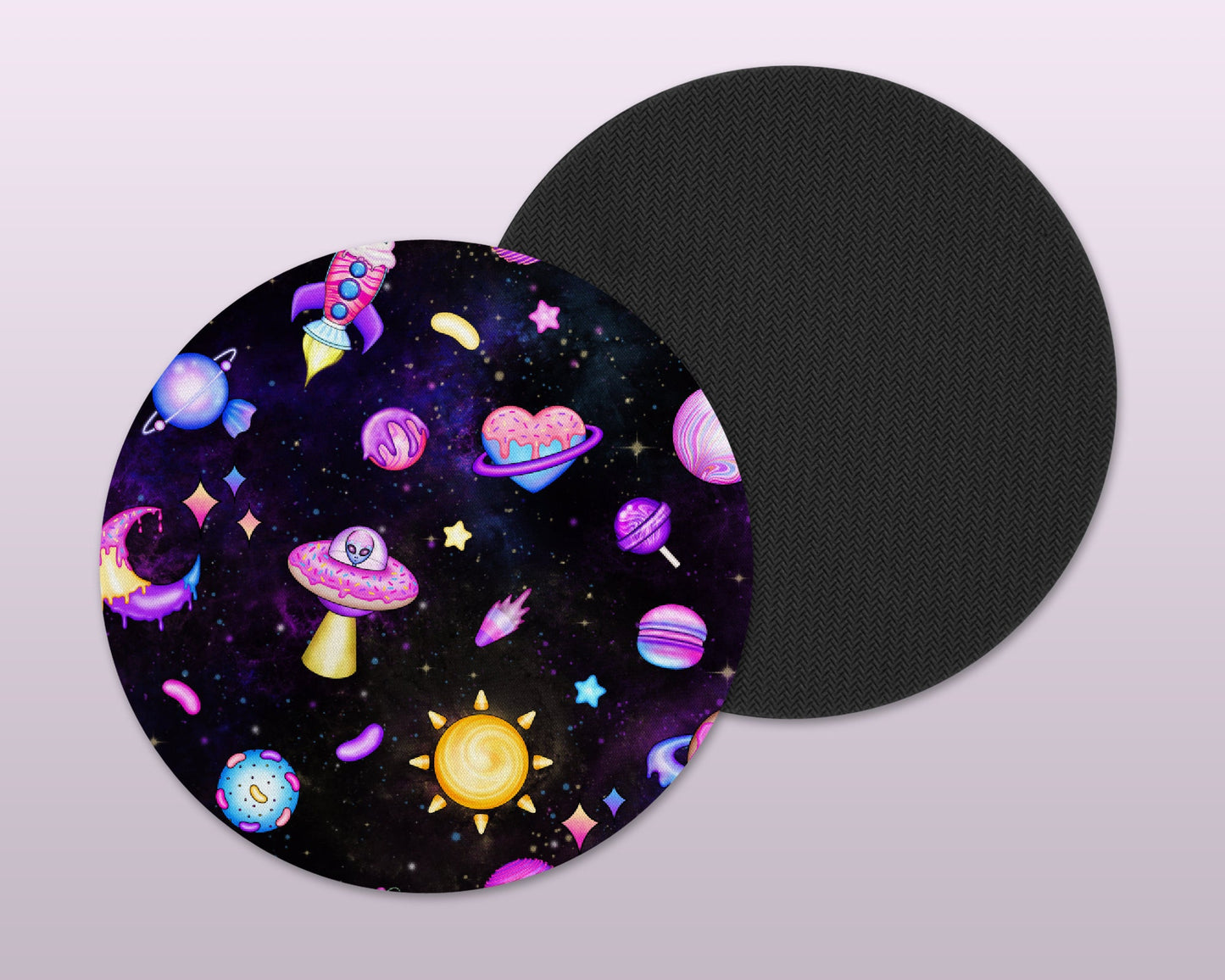 Pastel Goth Coaster Set, Kawaii Galaxy, Alien, Cute Gift for Her, Lightweight Non-slip, Kawaii Space Aesthetic, Gothic Home Decor