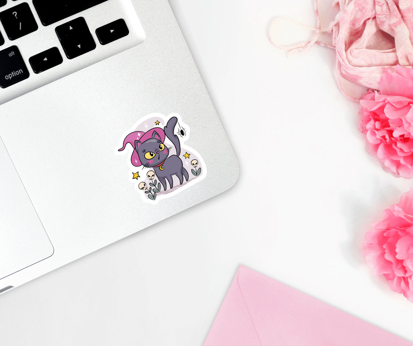 Halloween Cat Stickers | Black Cat | 9 Pack Glossy Vinyl Water Resistant Laptop Sticker | Kawaii Stickers | Black Cat Decal | Anime Stickers