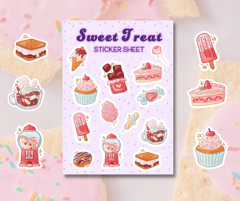 Sweet Treat Sticker Sheet, Kawaii Journal Stickers, Cute Candy Planner ...
