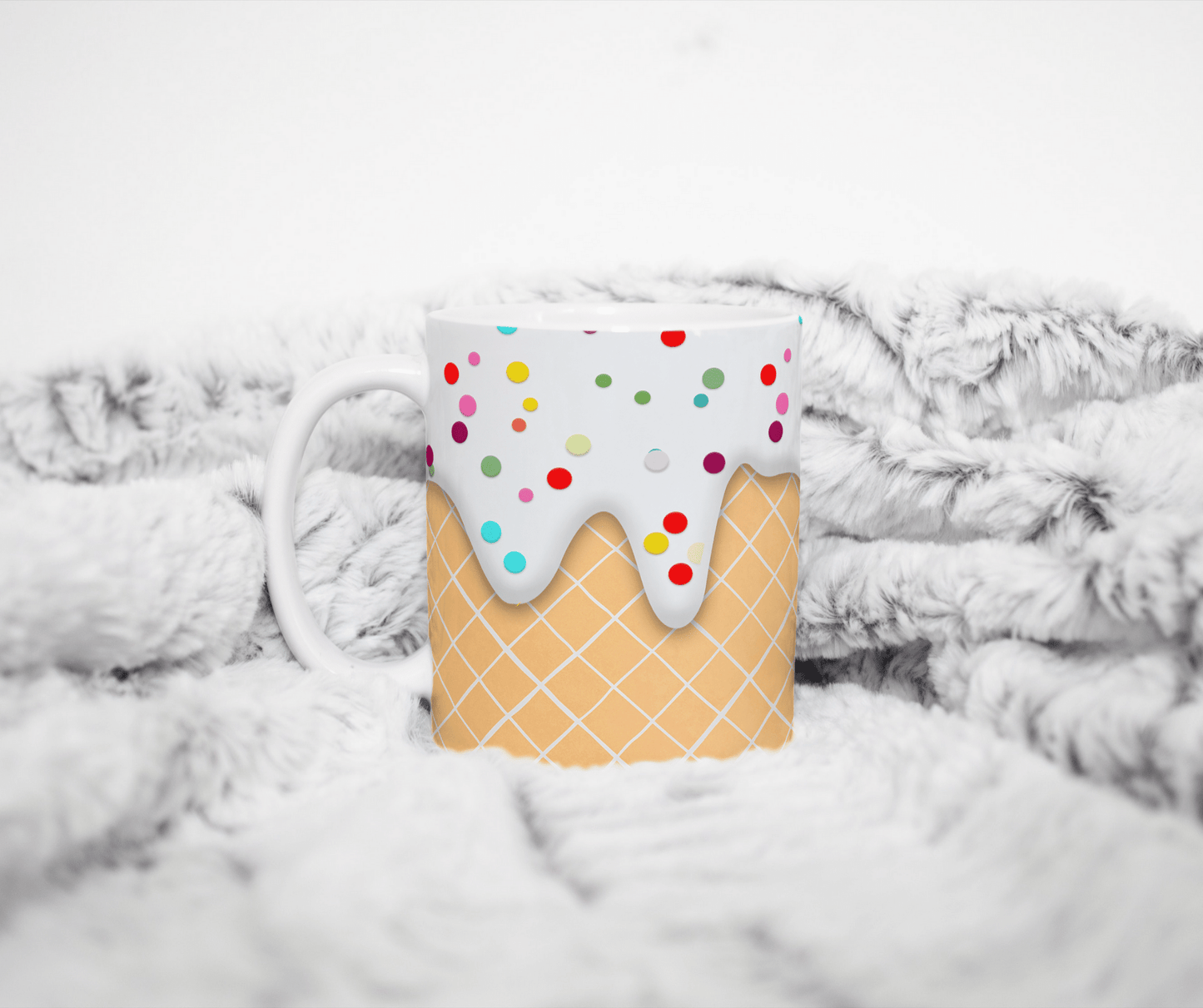 Sprinkles Ice Cream Mug | Kawaii Vanilla Drip Coffee Cup | House Warming Gift for Her